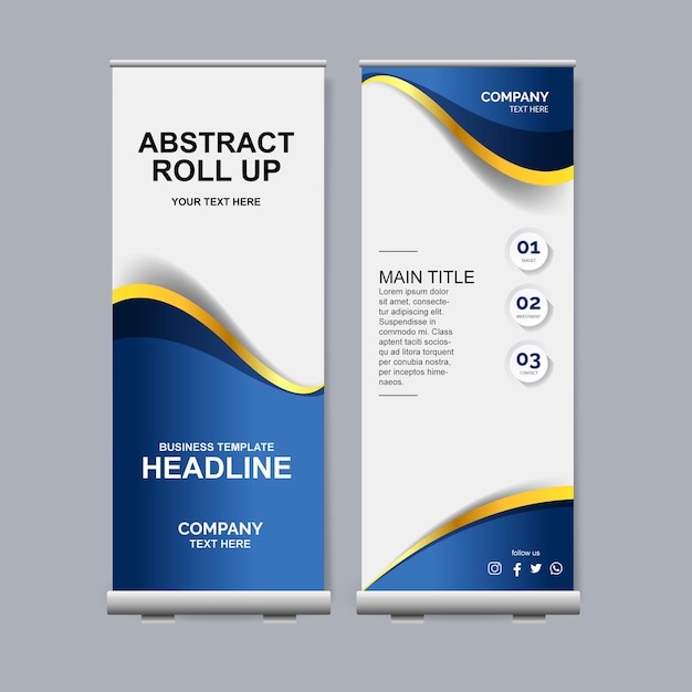 Blue modern roll up so business standee banner design Free Vector