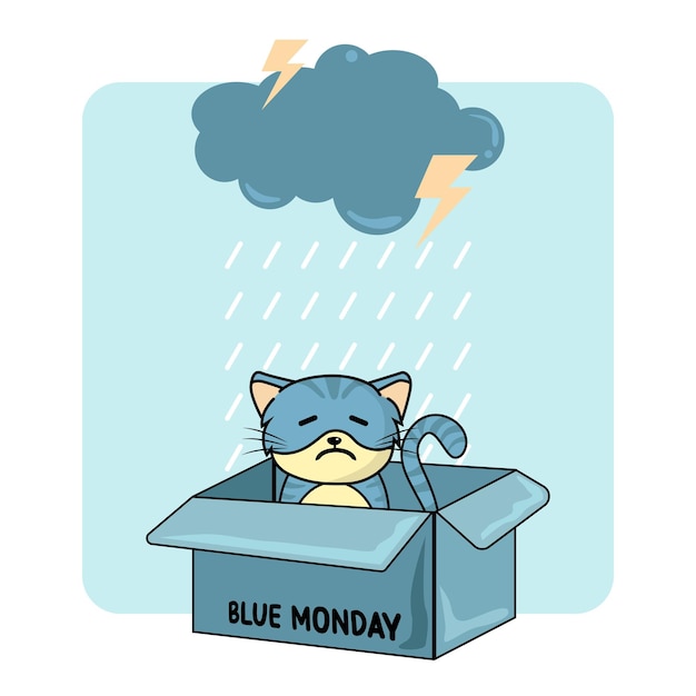 Blue Monday Alone Cat In A Box