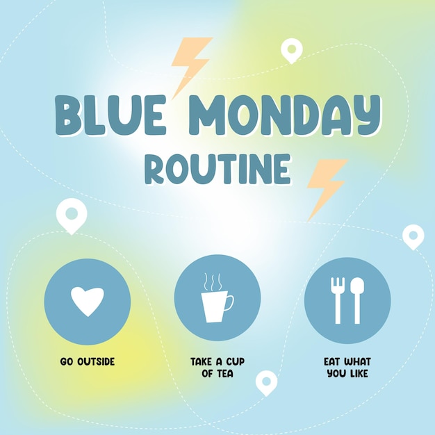 Blue Monday Routine Vector Graphics