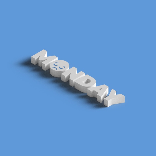 Vector blue monday sad emoji isometric design fully editable text