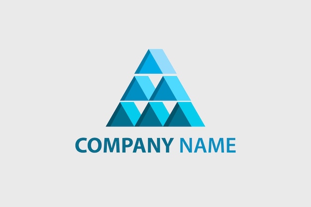 Blue monochromatic triangle company logo