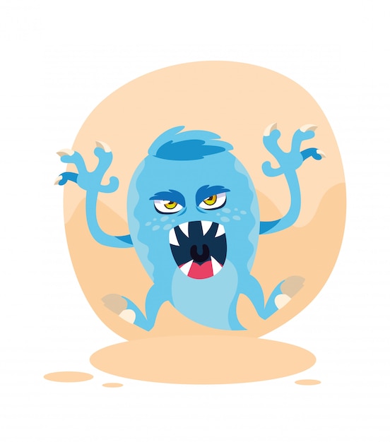 Blue monster cartoon