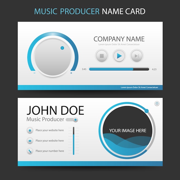 Blue music producer business card