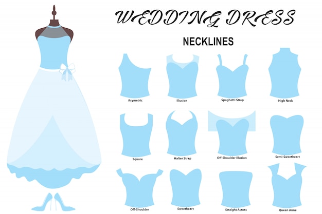 Blue Neckline of wedding dresses