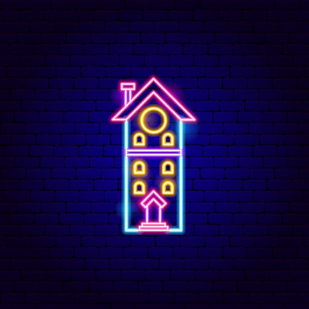 Blue Neon House Sign