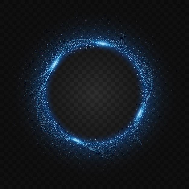 Blue neon particles circular frame