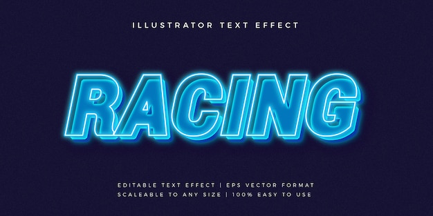 Blue Neon Racing Text Style Font Effect