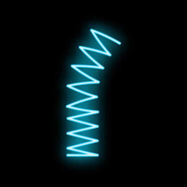 Vector blue neon zig zag line glowing on black background