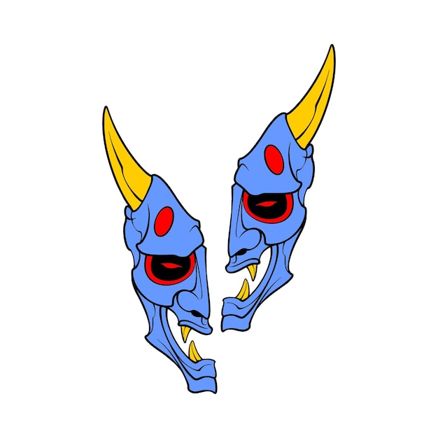 blue oni mask split in half