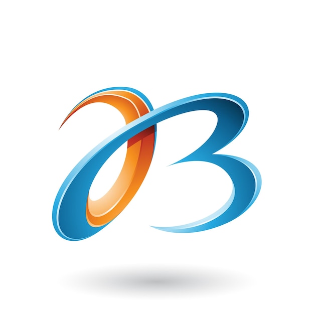 Blue and Orange 3d Curly Letters A and B Vector Illustration