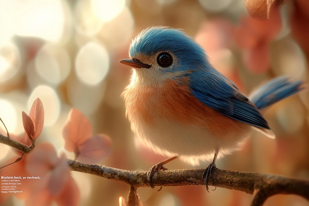 a blue and orange bird is sitting on a branch