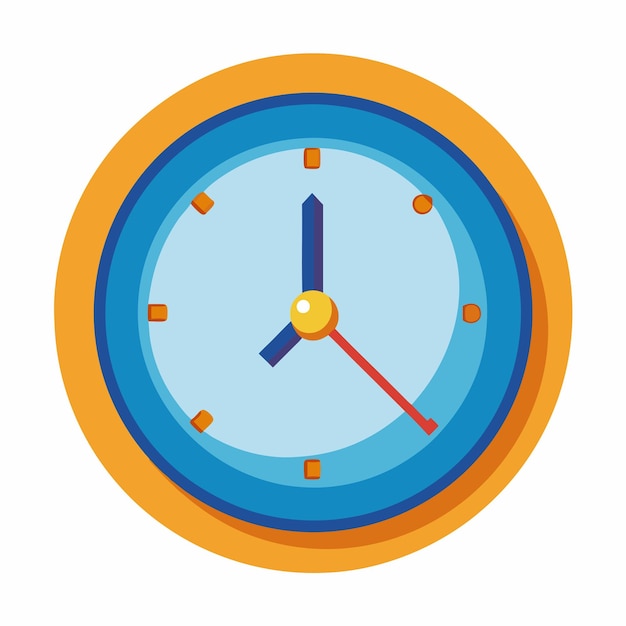 a blue and orange clock with a blue face and a blue face