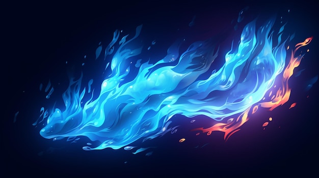 a blue and orange fire in a dark background