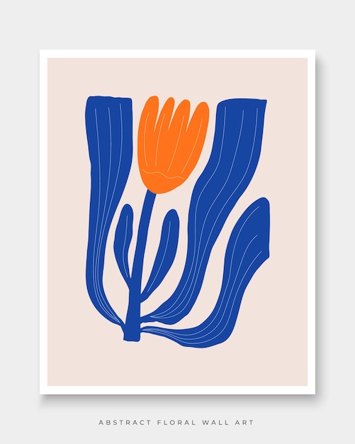 A blue and orange flower on a pink background.