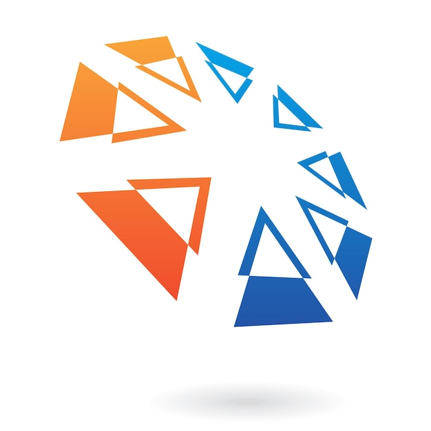 Blue and Orange Intersecting Triangles Forming an Perspective Circle Logo Icon