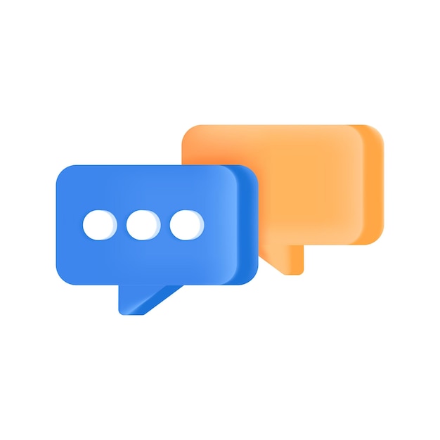 Blue and orange speech bubbles 3D illustration