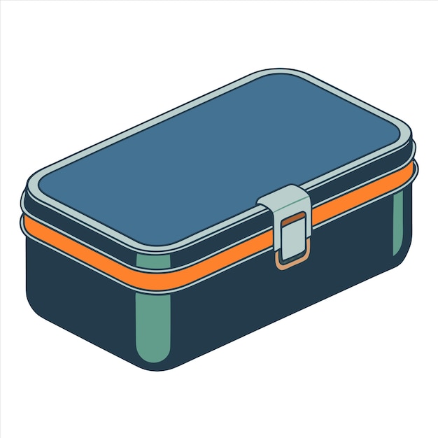 a blue and orange suitcase with a blue stripe