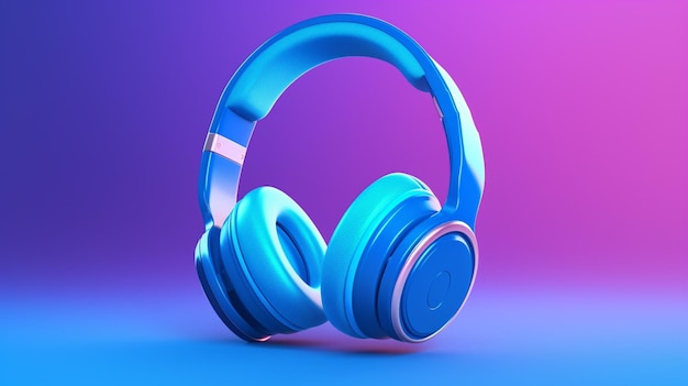 Vector a blue pair of headphones with a purple background