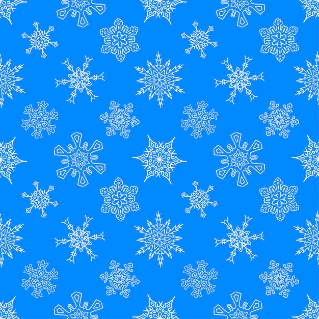 blue pattern with drawn snowflakes