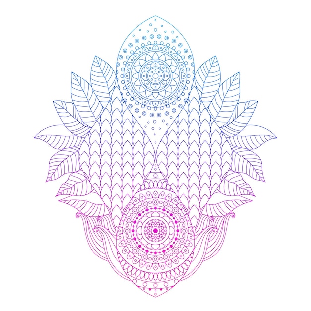 Blue and pink arabesque element