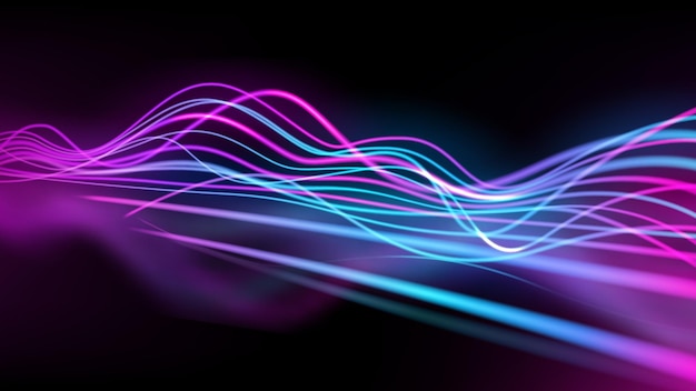 Blue and Pink Light Trails Long Time Exposure Motion Blur Effect Vector Illustration