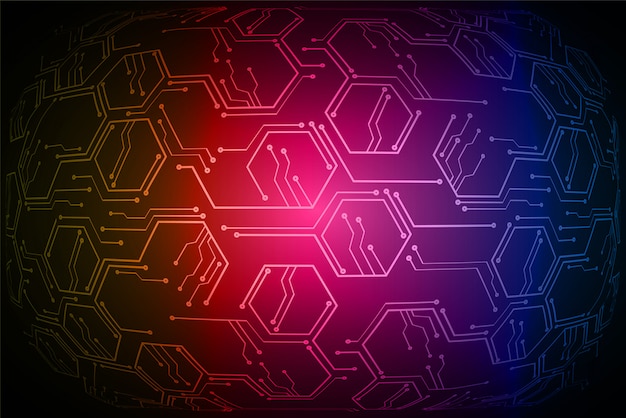 Blue pink orange cyber circuit future technology concept background