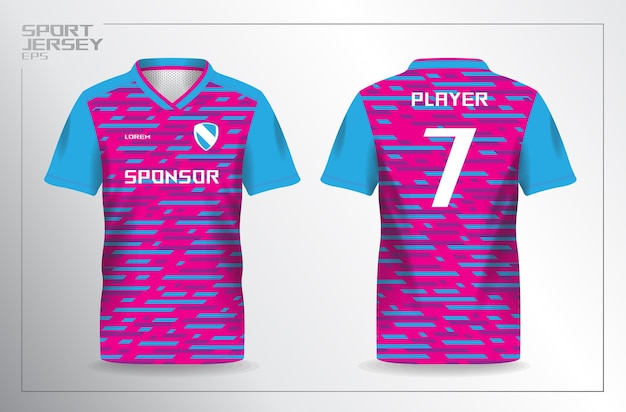 blue pink sport jersey for football and soccer shirt template