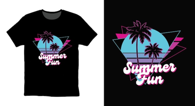 Blue and pink summer typography t shirt