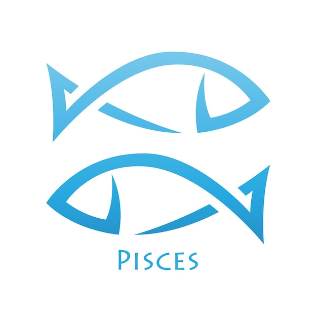 Blue Pisces Zodiac Star Sign with Simplistic Lines