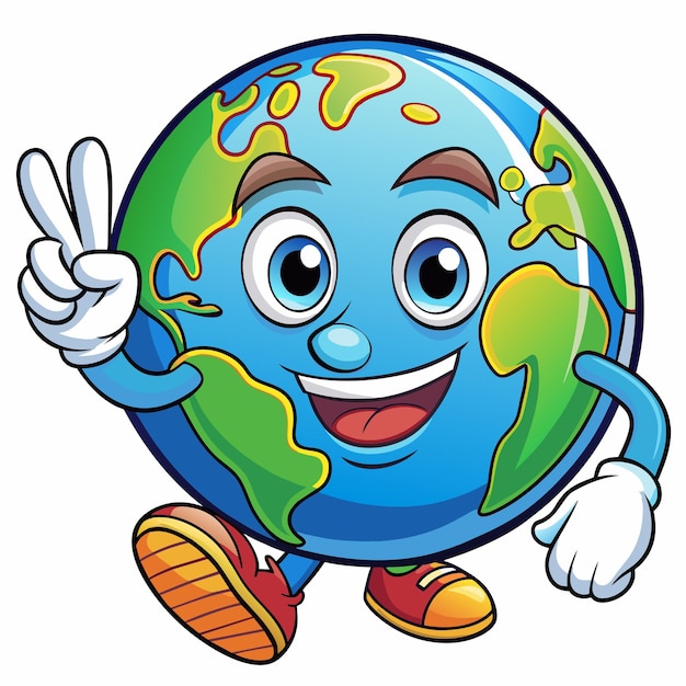 Vector a blue planet earth with the word peace on it