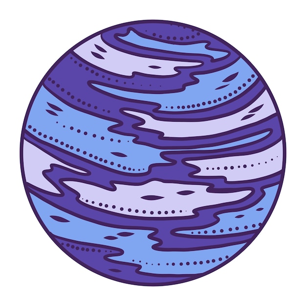 Blue planet icon Hand drawn illustration of blue planet vector icon for web design