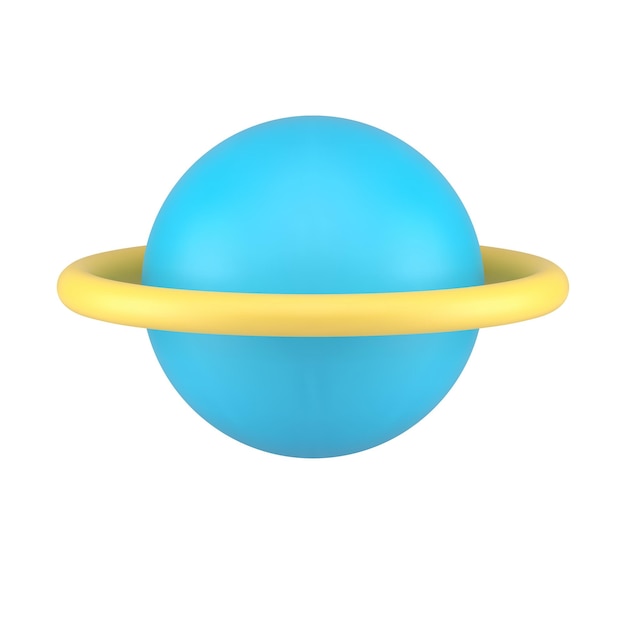 Vector blue planet ring orbit cosmology exploration science universe astrology gravity 3d icon vector