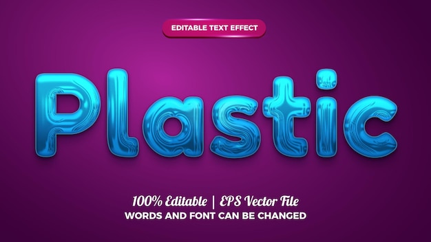 Blue plastic 3d editable text effect