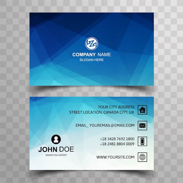 Blue polygonal visiting card