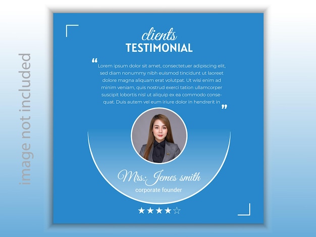 Vector a blue poster client testimonial design