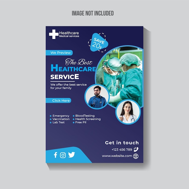 a blue poster for the medical service service