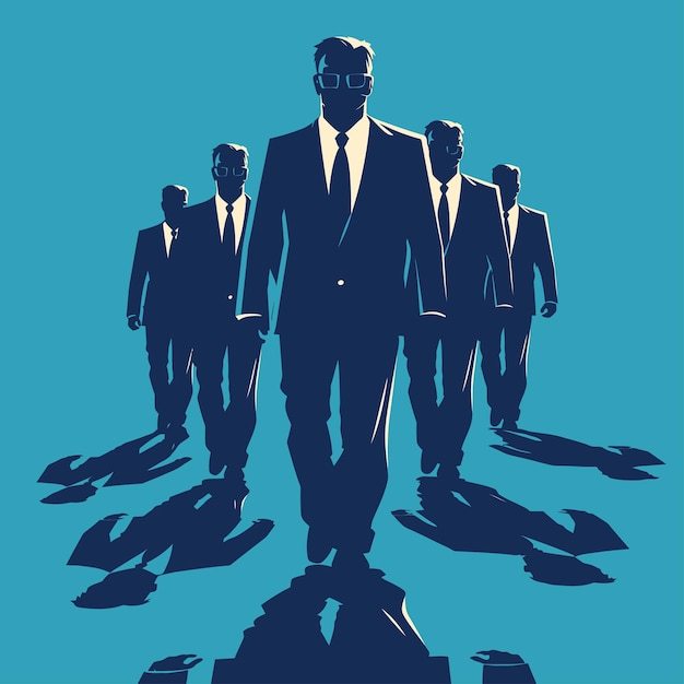 Vector a blue poster with men walking in a circle