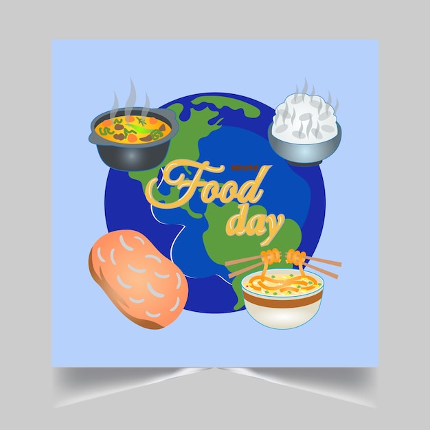 Vector a blue poster with a world map and the words good food on it