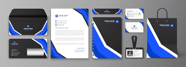 Blue professional business branding stationery set vector, corporate brand identity template design