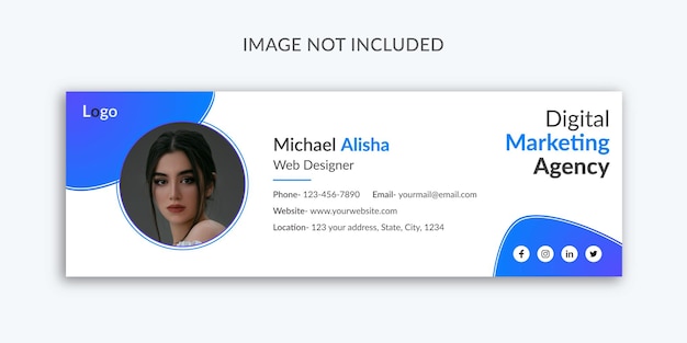 Blue professional email signature or email footer template design