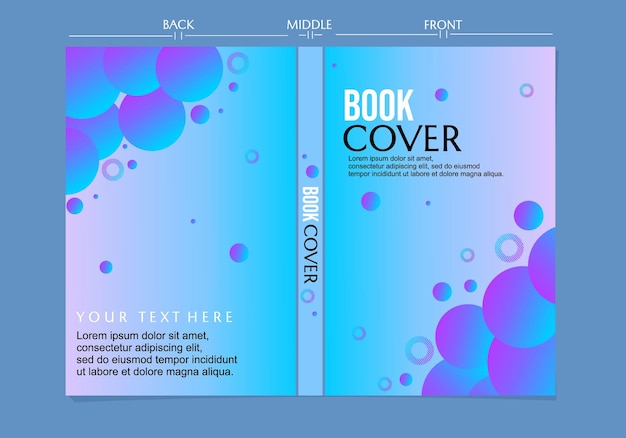 blue purple gradient color book cover set. background with abstract circle elements