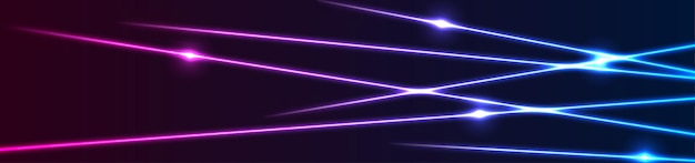 Vector blue purple neon laser lines technology modern banner design