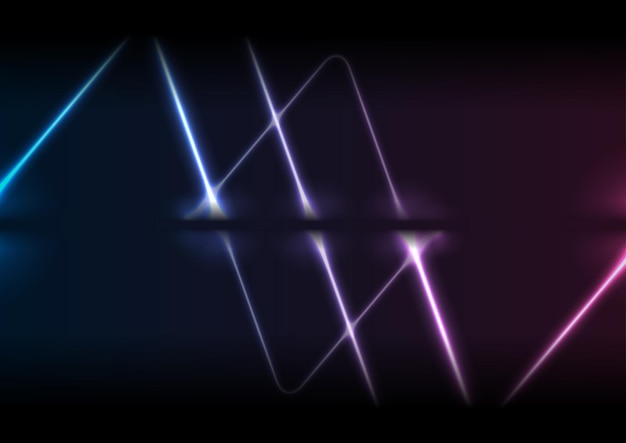 Blue purple neon laser shapes technology retro background