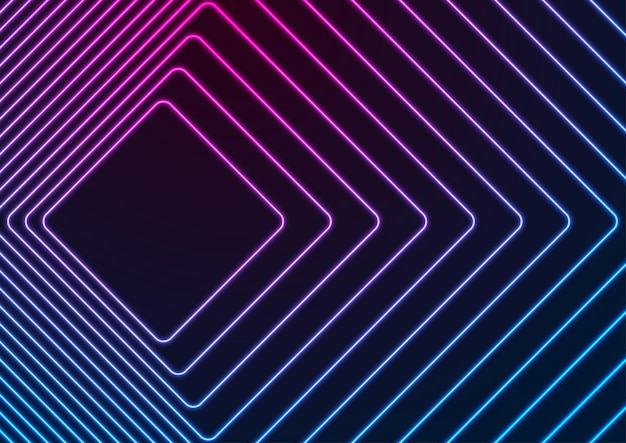 Blue and purple neon squares abstract futuristic background