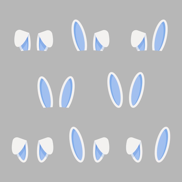 Vector blue rabbit ears easter bunny ears set cute