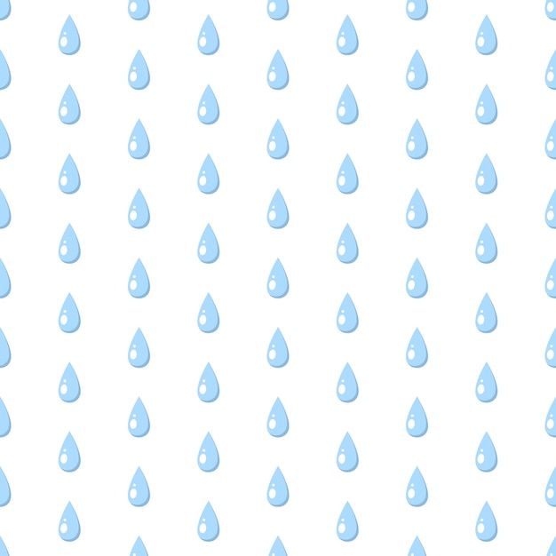 Blue raindrops on white background Vector seamless pattern