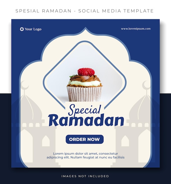 blue ramadan islamic social media post template design event promotion webinar sale vector