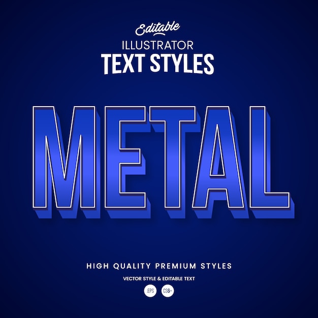 Blue Realistic Metal Gradient Modern Abstract Text Effect Editable Graphic Style