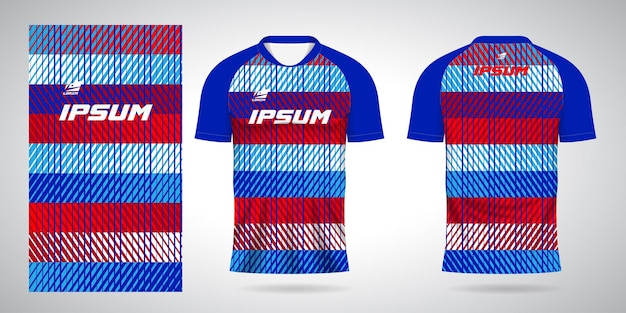 blue red black white shirt sports jersey template for team uniforms and Soccer