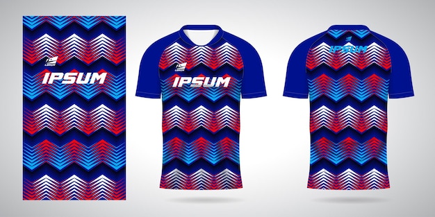 blue red black white shirt sports jersey template for team uniforms and Soccer